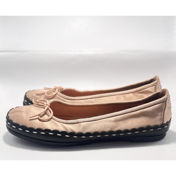 CHANEL Pink Satin Flats with Black Trim - Picture 5 of 10